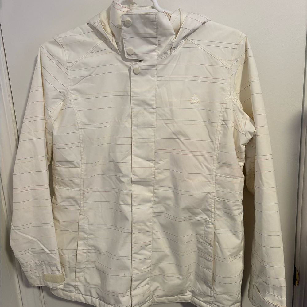 Men’s Large Burton White Striped Ski Snowboard Jacket
